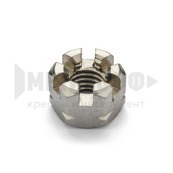 22675 Гайка шестигран. корончатая М 8 DIN935 НЕРЖ (100/25)