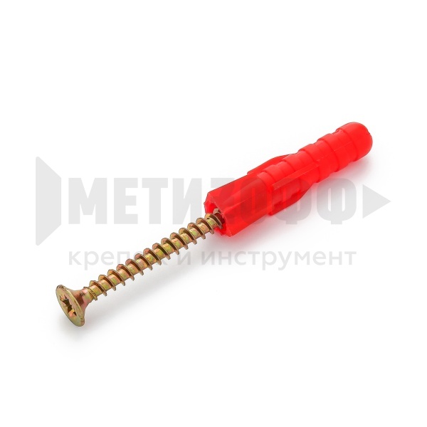 0548 Распорный  дюбель с шурупом  5х3,5х30 (50 шт) КРАСНЫЙ
